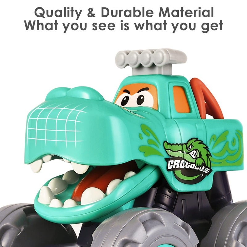 iPlay, iLearn Toddler Monster Truck Toy, Baby Pull Back Toy Car 1 2 3 Year Old Boy, Push Go Animal Cars, Friction BigWheels Play Vehicles, Cool Birthday Stocking Gifts for 12 18 24 Month Kids Girls - Image 5
